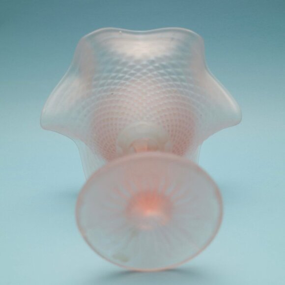 Vintage Satin Pink Frosted Candy Dish Compote, Gifts for Her, Wedding Decor - Picture 4 of 4